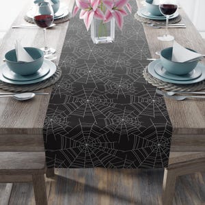 Spiderweb Halloween Table Runner: Gothic Spooky Decor