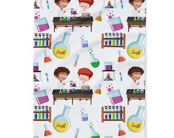 Personlig filt för barn med vetenskapsintresse, anpassad babyfilt, babyshowerpresent, rosfilt för barnrum, spjälsängsfilt, nyföddfotorekvisita