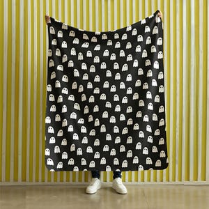 Halloween Blanket - Spooky Ghosts, Pumpkins & Bats | Soft Throw for Fall Decor, Velveteen Plush, Cozy Gift, boo halloween blanket