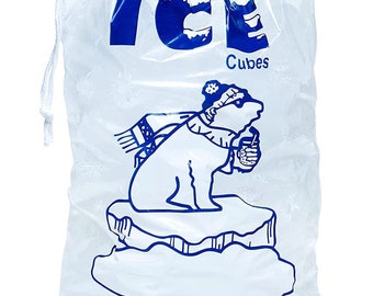 Drawstring Ice Bags: 20 lb Reusable Plastic, 100 Pack