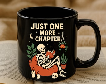 Halloween Book Lover Mug: Spooky Skeleton, Gothic Bookworm Gift