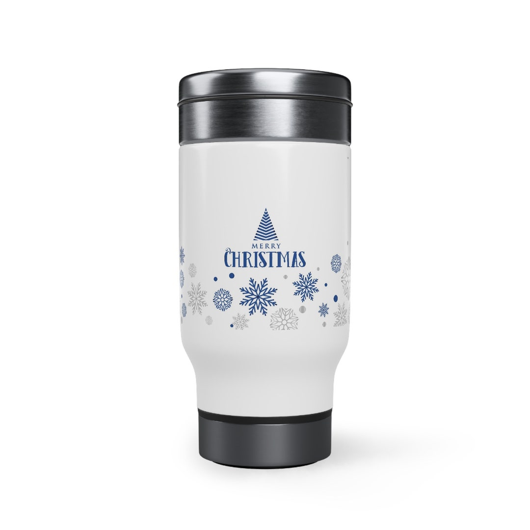 Stainless Steel Merry Christmas Travel Mug With Handle 14oz Etsy