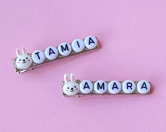 Girls Bunny Personalised Hair Clip | Alligator Hair Clip | Custom Name Hair Accessory | Great Gift | Easter