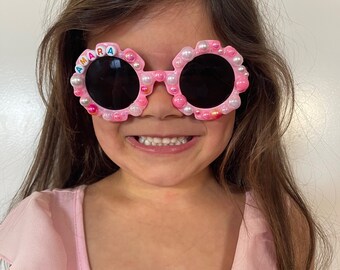 Gorgeous Pink Bedazzled Kids Custom Name Sunglasses | Personalised Sunnies | Great Present