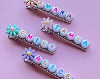 Cute Girls Personalised Flower Hair Clip | Custom Name Hair Clip | Great Gift