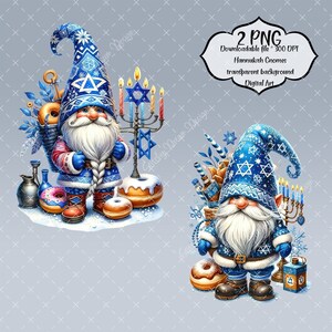 Clipart Gnome de Hanoukka, 2 fichiers charmants gnomes de Hanoucca. PNG, arrière-plan transparent.