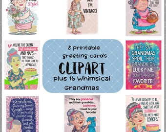 Whimsical Grandmother Clipart Bundle: Floral Granny PNG (Digital Download)
