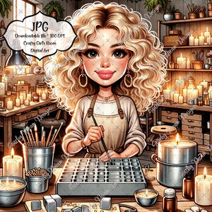 Mágica na fabricação de velas: ilustração de estúdio de artesanato com velas