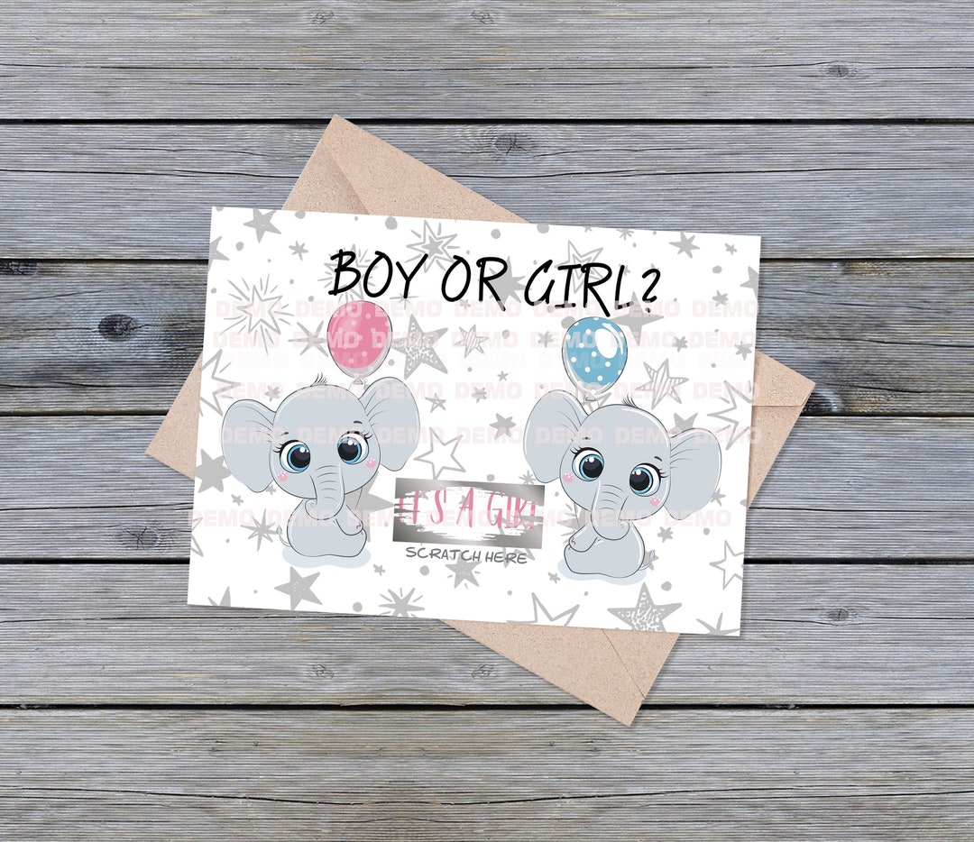 Printable GIRL Gender Reveal Card Download File Boy or Girl 5x7 Print ...