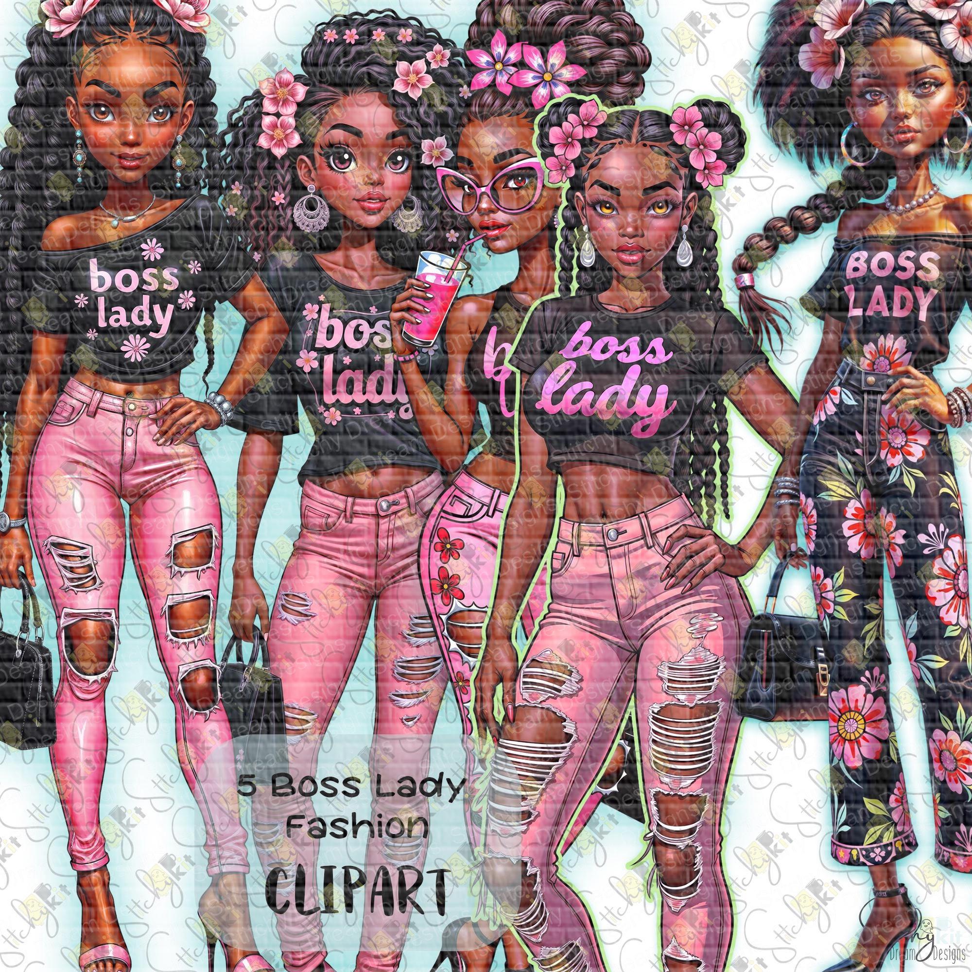Boss Lady Clipart Set: Trendy Black Girl PNG (digital Download) - Etsy