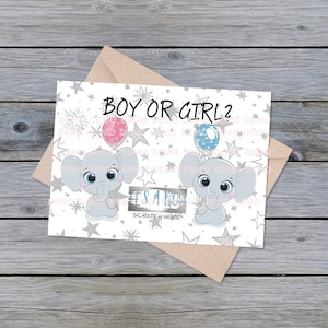 Tarjeta imprimible para revelar el género de NIÑO - Descargar archivo - Niño o niña 5"x7" - Imprimir en casa - Usar pegatinas SCRATCH (o sin ellas) .pdf, jpg