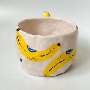 Banana Handmade and Hand painted Ceramic Mug, Aesthetic Coffee Mug, Creative Wide Mug, Gift for Her / Him image 5