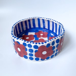 Capri Handmade Ceramic Bowl, Hand painted Serving Floral Bowl, Housewarming Gift, Gift for Her