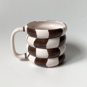 Handmade and Hand painted Checkered All Day Mug, Cute Modern Coffee Mug, 21st Birthday Gift for Her, Mothers Day Gift for Mom