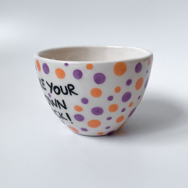 Fortune Cookie Handmade and Hand painted Ceramic Mug, Unique tea and coffee cup, Inspirational Quote Mug , Housewarming Gift image 4
