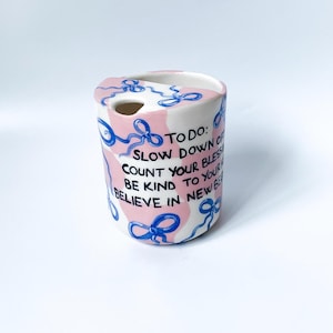 To Do List Handmade and Hand painted Ceramic Travel Tumbler, ToGo Cup, Gift for Her/Him