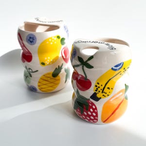 Slow Mornings Handmade and Hand painted Ceramic Travel Tumbler, ToGo Cup, Gift for Her/Him