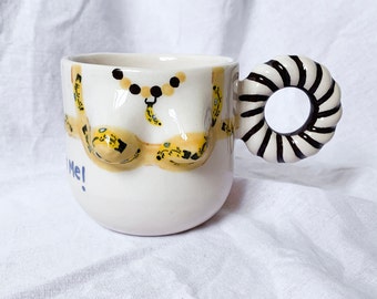 Banana Bikini Body Handmade and Hand Painted Ceramic Mug,Ceramic Post Modern Boobies Coffee and Tea Mugs,Aesthetic Mug,Gift for Her/Him