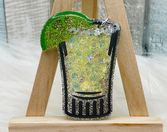 Tequila Shot Keychain / Salted Rim Shot Glass Keychain