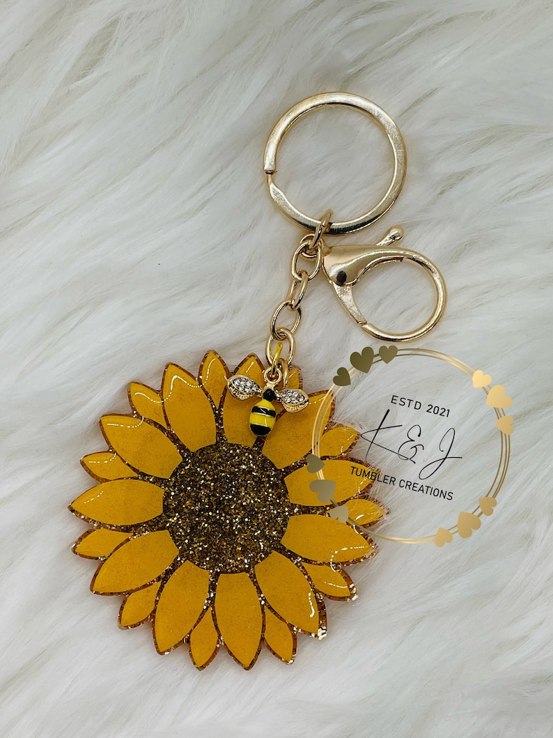 Sunflower Keychain Etsy