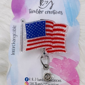 American Flag Badge Reel / Patriotic Badge Reel / 4th of July Badge Reel
