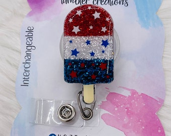 Patriotic Popsicle Badge Reel / 4th of July Badge Reel