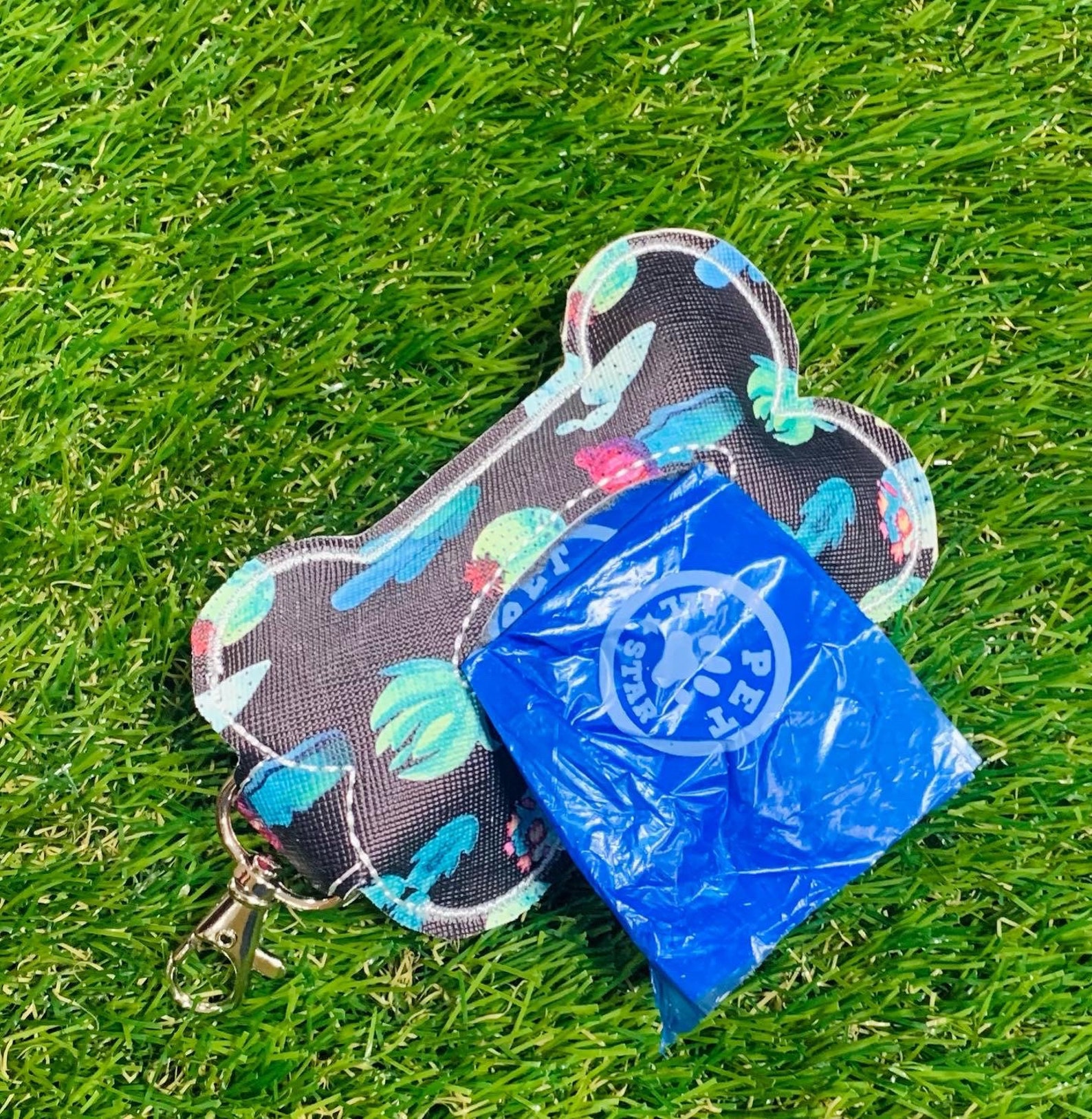 Cactus Dog Waste Bag Dispenser, Poop Bag Holder, Jewel Tone Succulents