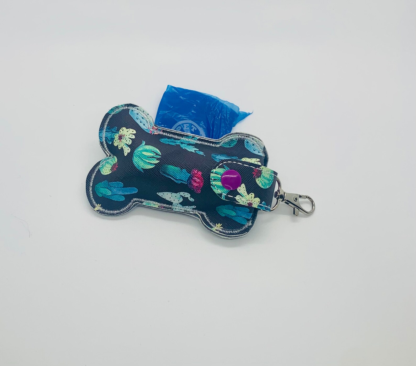 Cactus Dog Waste Bag Dispenser, Poop Bag Holder, Jewel Tone Succulents