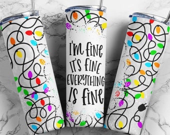 Está bien, estoy bien, todo está bien Vaso de luces navideñas