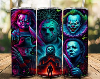 Beker met kleurrijke horrorpersonages