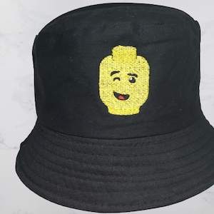 Bucket Hat Black Youth Lego Mand Head Trendy Child Summer Pool Shade