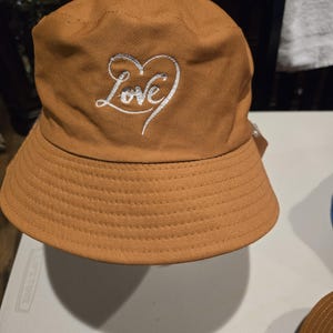 Bucket Hat Embroidered Love Heart Bucket Hat  Trendy Fun Unisex  Cotton  Cool