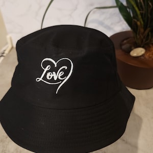 Bucket Hat Embroidered Love Heart Bucket Hat  Trendy Fun Unisex  Cotton  Cool