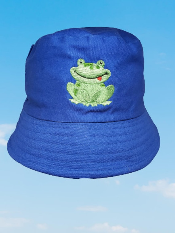 Bucket Hat Children Everyday Cotton Style unisex Trendy Fishing Embroidered with A Frog Vacation Beach