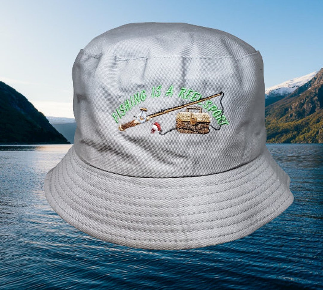 Fishing Bucket Hat Gray Fun Unisex Trendy Cool Summer Sun 