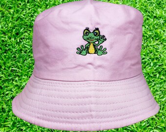 Cute Frog Bucket Hat Pink Frog Hat Bucket Hat Frog Fun Hat Unisex