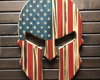 Spartan Helmet American Flag