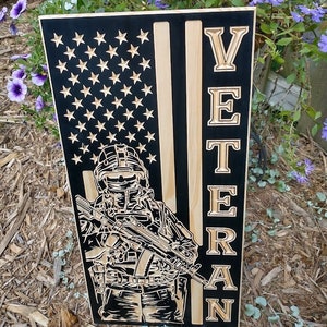 Flaga amerykańska z drewna weterana