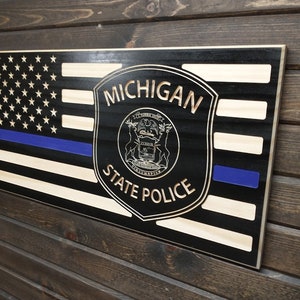 Michigan State Police Thin Blue Line American Flag