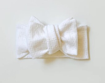 Pointelle Oversized Bow - Milk  | Baby Bow | Baby Hair Accessories | Kids Bows | Big Bows | Newborn Outfit | Baby Girl | Girl | Handmade