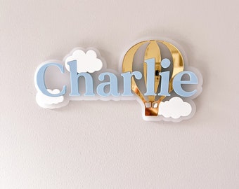 Hot Air Balloon Custom Acrylic Name | Baby Name Sign | Name Plaque | Nursery Decor | Kids Room | Acrylic Name | Baby Room | Custom Name