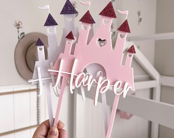 Cake Topper - Princess Castle | Girl Cake Topper | Baby Cake | Birthday Cake | Princess Cake | Girl Birthday | Birthdag Party | Pink