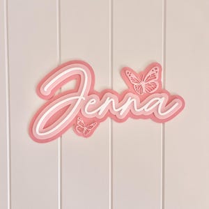 Name Plaque, Triple Layer - Butterfly | Name Sign | Name Plaque | Nursery Decor | Kids Room | Acrylic Name | Baby Room | Custom Name