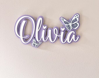 Butterfly Double Layer Custom Acrylic Name | Name Sign | Name Plaque | Nursery Decor | Kids Room | Acrylic Name | Baby Room | Custom Name