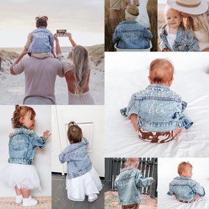 Oversized Pearl Denim Jacket Personalised Jacket Baby/Kids Denim Jacket Baby Jacket image 3