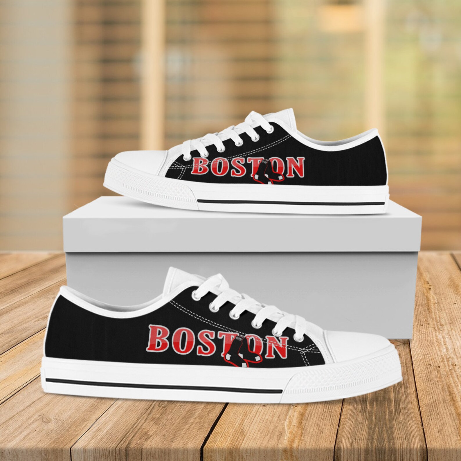 Boston Red Sox Custom Lowtop American Baseball Running Shoes Etsy