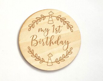 GEOPLE | Hölzerne mein 1st Geburtstags-Gravurschild Plaque-Scheibe Schwangerschaft Geburtsankündigung Baby-Dusche-Geschenk neues Baby-Geschenk Neugeborenen Meilenstein