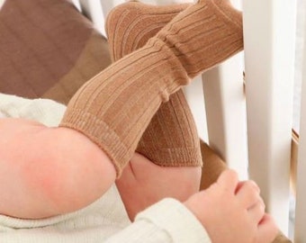 GEOPLE | Baby Ribbed Socks Toddler Knee High Organic Cotton Socks | Unisex Gender Neutral Baby Gift Socks Baby Shower New Baby Gift