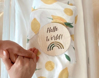 GEOPLE | Muslin Baby Swaddle Blanket - 100% Organic Cotton - Lemon - Newborn Baby Gift