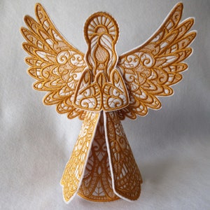 Gold Angel, Felt Angel tree topper, Christmas Angel, Angel decoration,